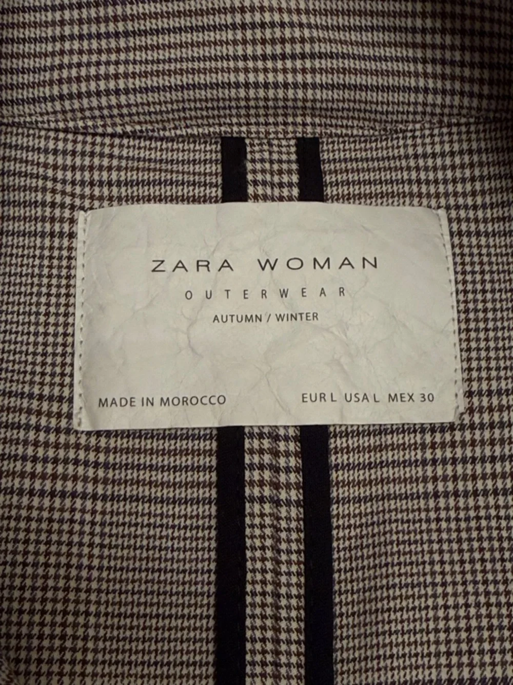 ZARA Woman Plaid Combination Double Breasted Trench Coat With Belt - Large - Picture 5 of 11